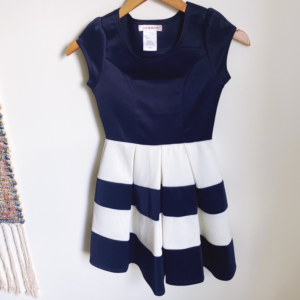 Love Squared Girls Blue and White Dress size 10